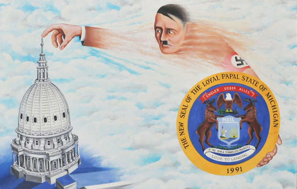 "The Papal State of Michigan" - 41X28 - oil on panel - 1994 - $28,000