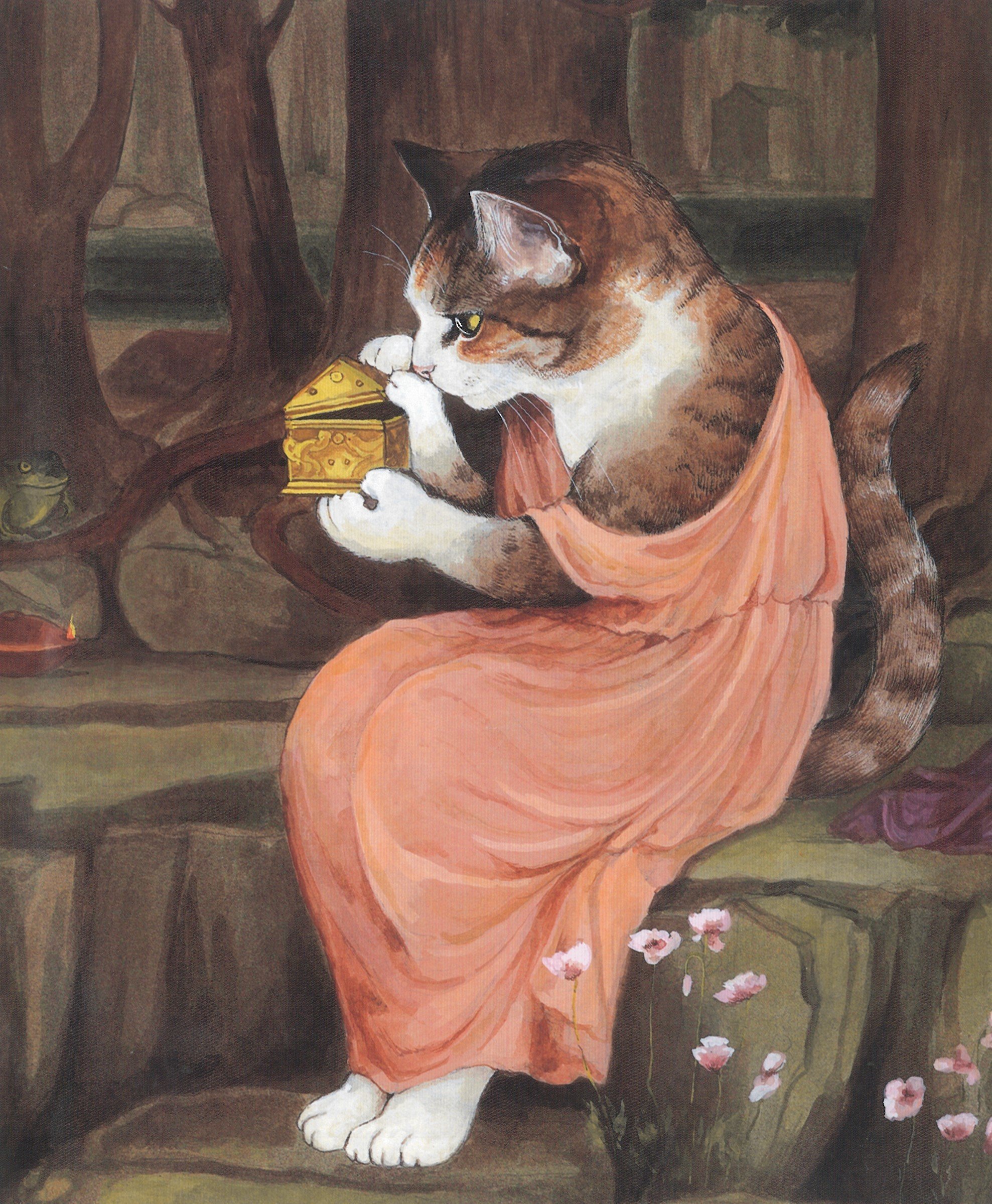 Victorian CAT Philosopher on the throne by Susan Herbert NEW Modern Postcard 