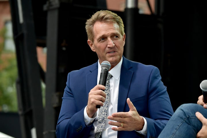 Sen. Jeff Flake (R-Ariz.) speaks at an event in Boston, Oct. 1, 2018.