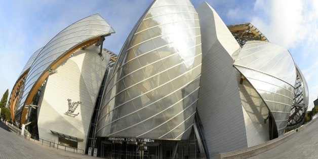 View of the Louis Vuitton Foundation designed by Canadian-American architect Frank Gehry in the Bois de Boulogne in Paris on