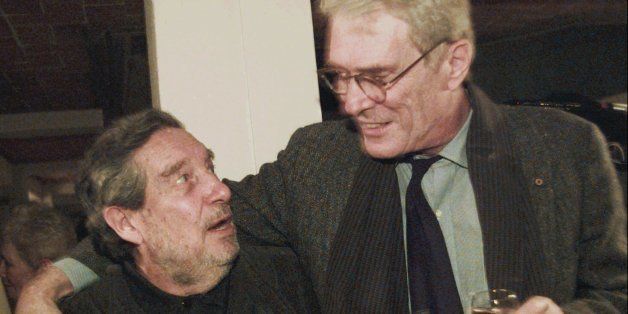 Mexican author and Nobel Prize winner for literature, Ocatavio Paz, left, meets with former U.S. Poet Laureate Mark Strand of Johns Hopkins University in Baltimore Md., Saturday, Nov. 18, 1995 in Mexico City. Paz attended a reading by Strand at Mexico City's Casa del Poeta.(AP Photo/Joe Cavaretta)