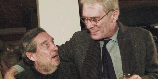 Mexican author and Nobel Prize winner for literature, Ocatavio Paz, left, meets with former U.S. Poet Laureate Mark Strand of Johns Hopkins University in Baltimore Md., Saturday, Nov. 18, 1995 in Mexico City. Paz attended a reading by Strand at Mexico City's Casa del Poeta.(AP Photo/Joe Cavaretta)