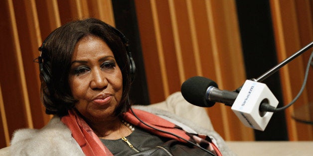 NEW YORK, NY - DECEMBER 10: Aretha Franklin speaks as Aretha Franklin and Clive Davis discuss 'Aretha Franklin Sings the Div