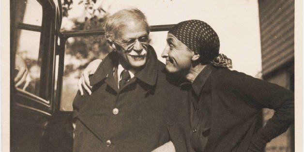 In this photo provided by Alfred Stieglitz/Georgia O'Keeffe archive, Portrait with Georgia O'Keeffe and Alfred Stieglitz by automobile at Lake George, N.Y. National Gallery of Art photography curator Sarah Greenough leafed through 25,000 pieces of paper exchanged by Georgia O'Keeffe and Alfred Stieglitz to produce My Faraway One: The Letters of Georgia O'Keeffe and Alfred Stieglitz, Volume I, 1915-1933, an 800-page tome as big as the Chicago phone book. Despite its girth, the book represents just one-tenth of their correspondence during this period. (AP Photo/Alfred Stieglitz/Georgia O'Keeffe archive, Albuquerque Journal) NO SALES