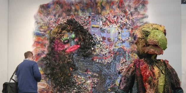 NEW YORK, UNITED STATES - MARCH 5: Art works are exhibited during the 2015 Armory Show focusing on Middle East, North Africa,