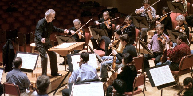 ** ADVANCE FOR FEB. 8-9 ** Baltimore Symphony Orchestra director Yuri Temirkanov directs the orchestra during a rehearsal Wednesday, Feb. 5, 2003, in Baltimore. Temirkanov, who studied at St. Petersburg's conservatory in St. Petersburg, Russia, is one of the organizers of Baltimore's festival celebrating St. Petersburg's heritage. The citywide festival will run from Feb. 13 through March 2. (AP Photo/Don Homewood)