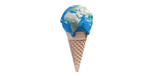 ice cream earth melts - global warming 3d concept