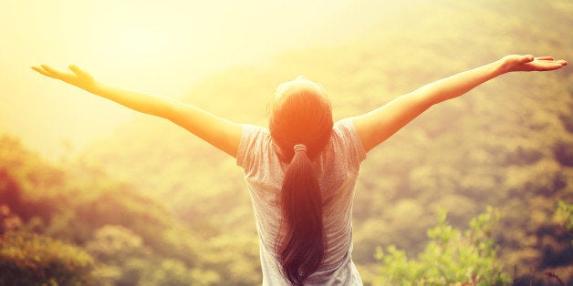 cheering woman enjoy the...