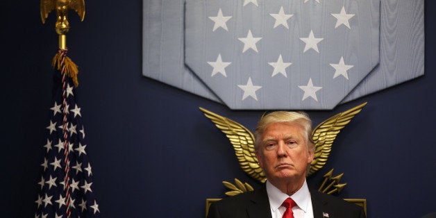 U.S. President Donald Trump looks on following a swearing-in ceremony for Defense Secretary James Mattis at the Pentagon in W