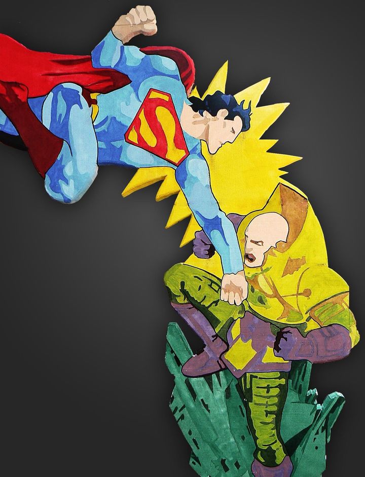 Description 1 Superman vs Lex Luthor | Source File:Festes majors de Gràcia 2010 - carrer Bruniquer 4.jpg | Festes majors de Gràcia 2010 - ... 