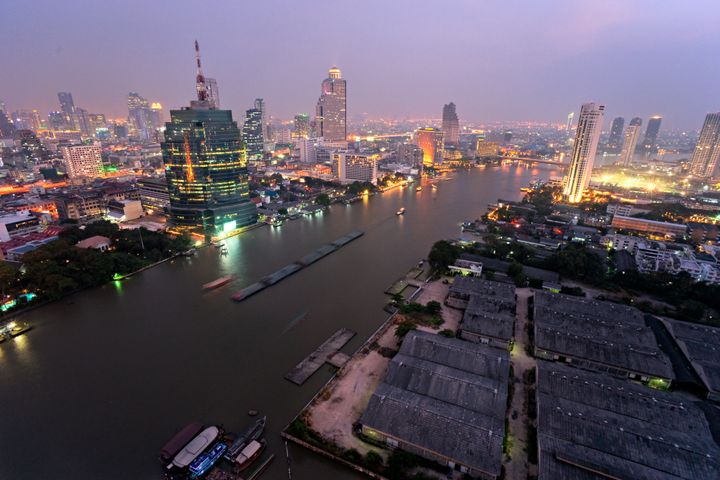 bangkok skyline at twilight ...