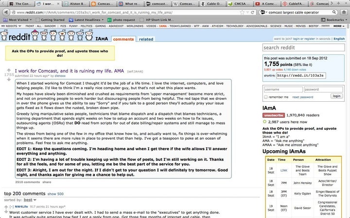Comcast Employee Tells World He Hates His Job In Reddit AMA Post | HuffPost