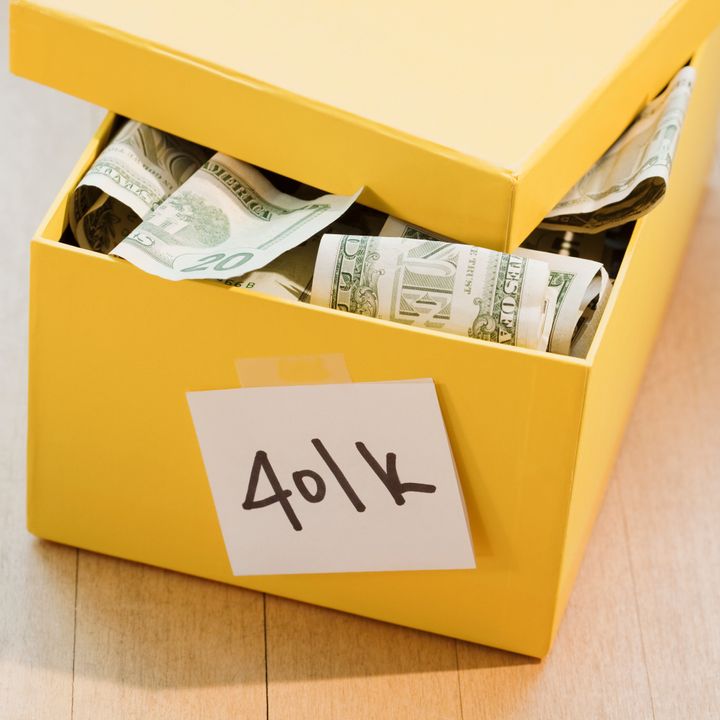 401k box full of paper money