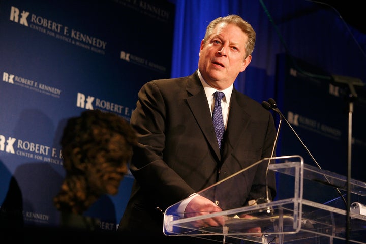 NEW YORK, NY - DECEMBER 05: Former Vice President Al Gore is honored at the Robert F. Kennedy Center for Justice and Human Rights 2011 Ripple of Hope Awards dinner at Pier Sixty at Chelsea Piers on December 5, 2011 in New York City. (Photo by Andy Kropa/Getty Images for RFK Center)