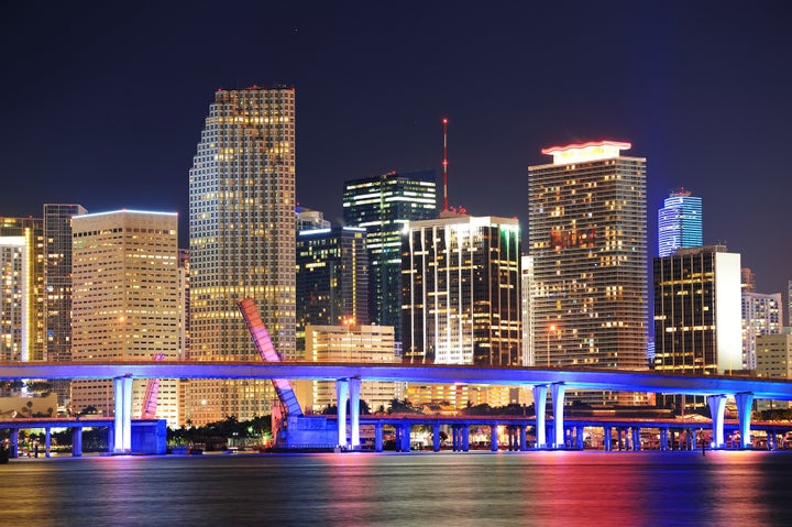 miami city skyline closeup at...