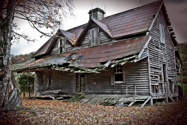 crumbling old haunted house ...