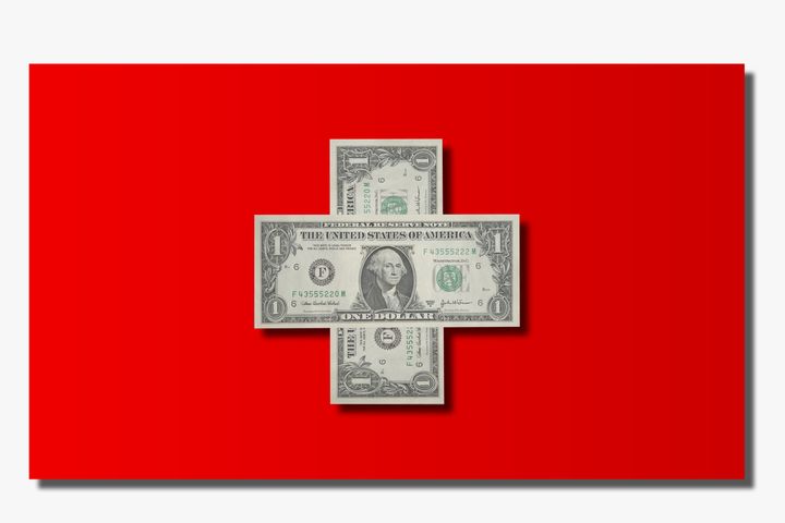 swiss flag and dollars