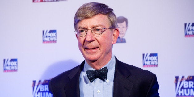 WASHINGTON - JANUARY 08: Conservative newspaper columnist George Will poses on the red carpet upon arrival at a salute to FOX News Channel's Brit Hume on January 8, 2009 in Washington, DC. Hume was honored for his 35 years in journalism. (Photo by Brendan Hoffman/Getty Images)