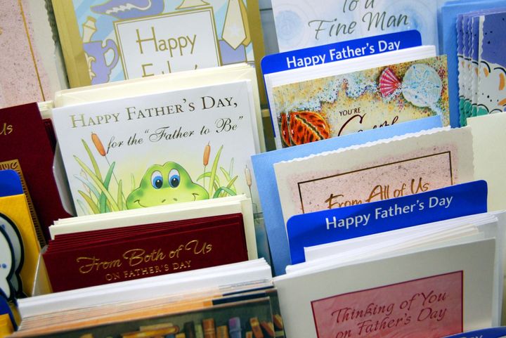 NEW YORK - JUNE 13: Father's Day cards sit in a Hallmark store June 13, 2003 in New York City. Father's Day is June 15. (Photo by Chris Hondros/Getty Images)