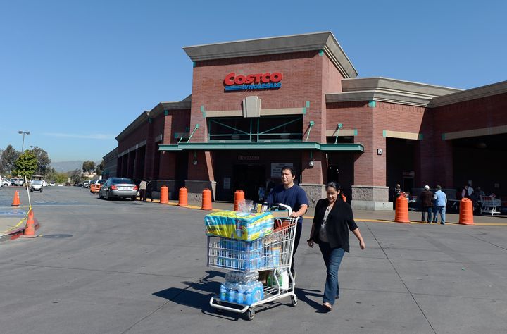 LOS ANGELES, CA - MARCH 12: Customers shop at Costco on March 12, 2013 in Los Angeles, California. Costco Wholesale Corp.'s profit beat expectations with a net income for the second quarter that climbed to almost 40 percent. (Photo by Kevork Djansezian/Getty Images)
