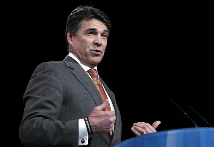 NATIONAL HARBOR, MD - MARCH 14: Texas Gov. Rick Perry addresses the 40th annual Conservative Political Action Conference (CP