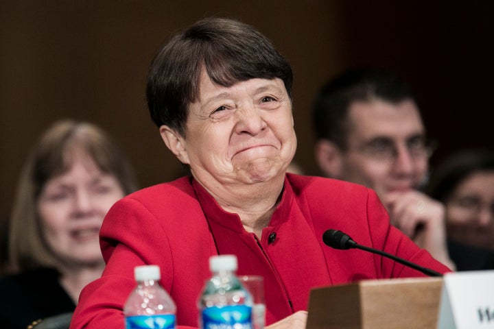 WASHINGTON, DC - MARCH 12: Mary Jo White, nominee for chair of the U.S. Securities and Exchange Commission, testifies at a confirmation hearing before the Senate Committee on Banking, Housing and Urban Affairs on March 12, 2013 in Washington, DC. White previously served as United States Attorney for the Southern District of New York, and testified about the importance of the the commission's enforcement function. (Photo by T.J. Kirkpatrick/Getty Images)