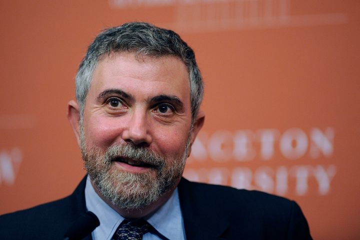 PRINCETON, NJ - OCTOBER 13: Princeton Professor and New York Times columnist Paul Krugman smiles during a press conference to announce his winning the Nobel Prize October 13, 2008 in Princeton, New Jersey. Krugman was given the prestigious award, which includes a prize of $1.4 million for his work on economic trade theory. (Photo by Jeff Zelevansky/Getty Images)