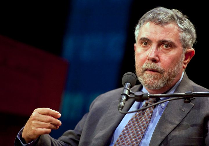 Paul Krugman, professor of international trade and economics at Princeton University and Nobel Prize-winning economist, speaks during an event at the 92nd Street Y in New York, U.S., on Tuesday, March 29, 2011. Nobel Prize-winning economist Paul Krugman said last month that Bank of England Governor Mervyn King had 'stepped way over the line' and become a 'cheerleader' for the government's deficit-cutting plans. Photographer: Ramin Talaie/Bloomberg via Getty Images