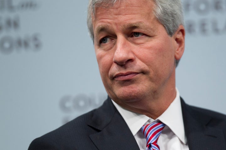 Jamie Dimon, chief executive officer of JPMorgan Chase & Co., waits to speak at the Council on Foreign Relations in Washingto