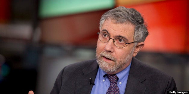 Nobel Prize-winning Economist Paul Krugman, professor of international trade and economics at Princeton University, speaks du