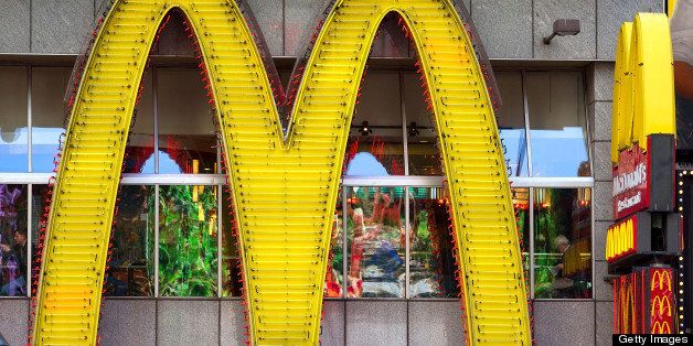 NEW YORK, NY - MARCH 06: A general view of the Golden Arches of McDonald's fast food restaurant in Times Square on March 6, 2012 in New York City. (Photo by Ben Hider/Getty Images)