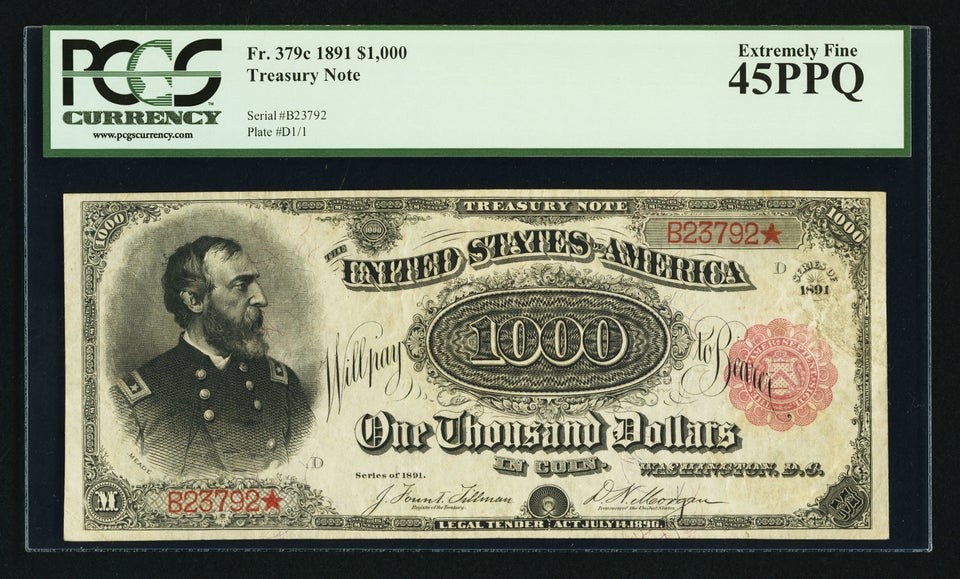1 000 Bill From 1891 Auctions For 2 5 Million At Currency U S 1891 1 000 Treasury Note Sold By A Href Http