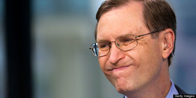 Glenn Hubbard, chief economic advisor to Mitt Romney, reacts to a question during a Bloomberg Television interview inside the