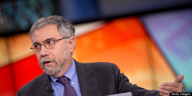 Nobel Prize-winning Economist Paul Krugman, professor of international trade and economics at Princeton University, speaks during a Bloomberg Television interview in New York, U.S., on Monday, Jan. 28, 2013. Krugman discussed the performance of bonds, Fed monetary policy, and the U.S. economy compared with that of Japan. Photographer: Scott Eells/Bloomberg via Getty Images 