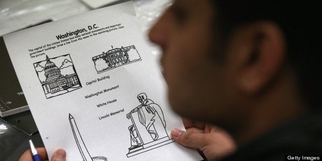 NEW YORK, NY - FEBRUARY 06: Pakistani immigrant Bilal Cheema, 23, listens during an English and U.S. citizenship class on Fe
