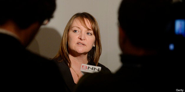 Christine Day, chief executive officer of Lululemon Athletica Inc., speaks to the media following an event at the Toronto Region Board of Trade in Toronto, Ontario, Canada, Friday, on Feb. 15, 2013. Lululemon Athletica Inc., an athletic clothing retailer, produces fitness pants, shorts, tops and jackets for yoga, dance, running, and general fitness. Photographer: Aaron Harris/Bloomberg via Getty Images