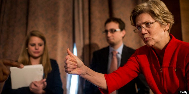 WASHINGTON, DC - February 14: Senator Elizabeth Warren during her first hearing as a US Senator at the Senate Banking Committ