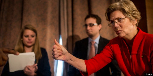 WASHINGTON, DC - February 14: Senator Elizabeth Warren during her first hearing as a US Senator at the Senate Banking Committee on Capitol Hill Thursday, February 14, 2013. (Photo by Melina Mara/The Washington Post via Getty Images)