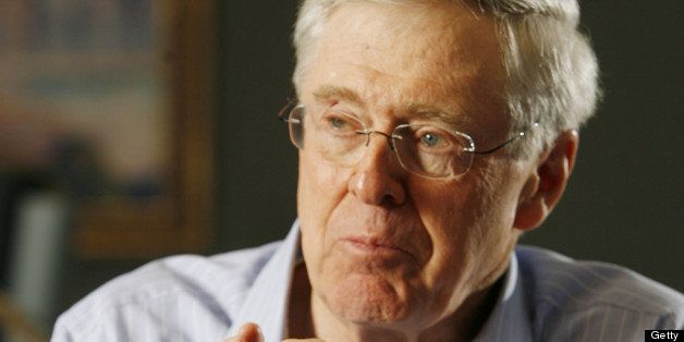 In this February 26, 2007 file photograph, Charles Koch, head of Koch Industries, talks passionately about his new book on Market Based Management. (Bo Rader/Wichita Eagle/MCT via Getty Images)