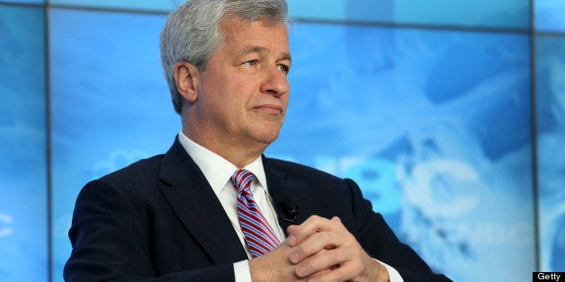 James 'Jamie' Dimon, chief executive officer of JPMorgan Chase & Co., listens during a panel discussion on the opening day of the World Economic Forum (WEF) in Davos, Switzerland, on Wednesday, Jan. 23, 2013. World leaders, Influential executives, bankers and policy makers attend the 43rd annual meeting of the World Economic Forum in Davos, the five day event runs from Jan. 23-27. Photographer: Chris Ratcliffe/Bloomberg via Getty Images 