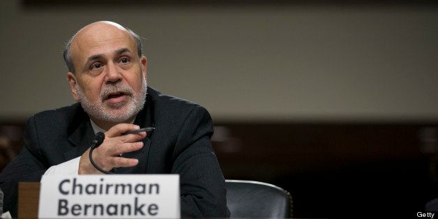 Ben S. Bernanke, chairman of the U.S. Federal Reserve, speaks during a Joint Economic Committee hearing in Washington, D.C., U.S., on Wednesday, May 22, 2013. Bernanke said the U.S. economy remains hampered by high unemployment and government spending cuts, and tightening policy too soon would endanger the recovery. Photographer: Andrew Harrer/Bloomberg via Getty Images 