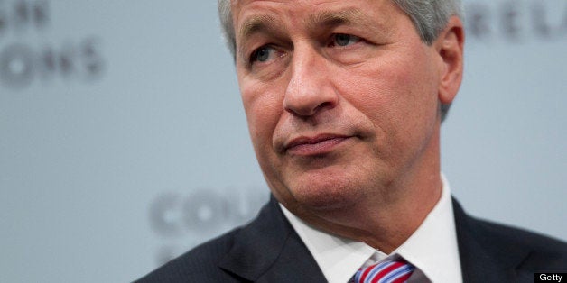 Jamie Dimon, chief executive officer of JPMorgan Chase & Co., waits to speak at the Council on Foreign Relations in Washington, D.C., U.S., on Wednesday, Oct. 10, 2012. Dimon said bond markets would spurn U.S. debt if lawmakers fail to reach an agreement to address the nation's deficit. Photographer: Andrew Harrer/Bloomberg via Getty Images