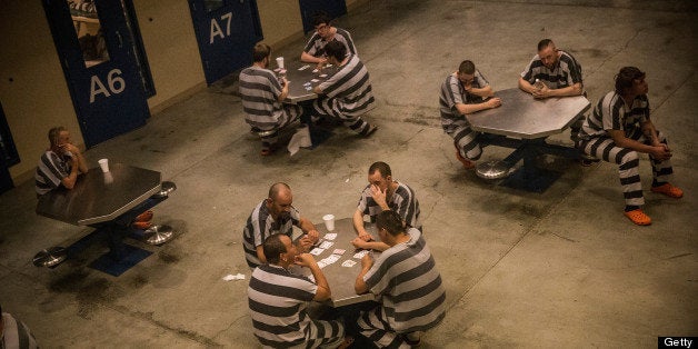 WILLISTON, ND - JULY 26: Inmates sit in the county jail on July 26, 2013 in Williston, North Dakota. The state has seen a ri