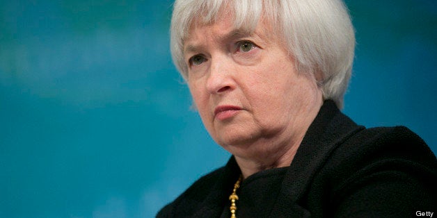 Janet Yellen, vice chairman of the U.S. Federal Reserve, listens at a macro policy discussion during the International Monetary Fund (IMF) and World Bank Group Spring Meetings in Washington, D.C., U.S., on Tuesday, April 16, 2013. The IMF cut its global growth forecast and urged European policy makers to use 'aggressive' monetary policy as a second year of contraction leaves the euro area's recovery lagging behind the rest of the world. Photographer: Andrew Harrer/Bloomberg via Getty Images 