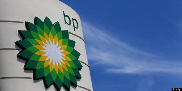 A BP company logo is displayed on the forecourt of a gas station operated by BP Plc in London, U.K., on Tuesday, June 4, 2013. Royal Dutch Shell Plc, BP Plc, Statoil ASA and Platts, the oil-price data collector owned by McGraw Hill Financial Inc., said they're being investigated after the European Commission conducted raids in three countries to ferret out evidence of collusion. Photographer: Chris Ratcliffe/Bloomberg via Getty Images
