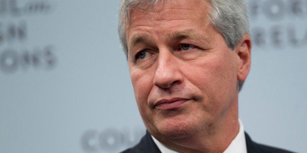 Jamie Dimon, chief executive officer of JPMorgan Chase & Co., waits to speak at the Council on Foreign Relations in Washingto