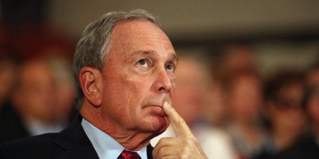 BIRMINGHAM, ENGLAND - OCTOBER 10: Michael Bloomberg, the Mayor of New York City, looks on before delivering his speech to delegates on the last day of the Conservative party conference, in the International Convention Centre on October 10, 2012 in Birmingham, England. In his speech to close the annual, four-day Conservative party conference, Prime Minister David Cameron stated 'I'm not here to defend priviledge, I'm here to spread it'. (Photo by Oli Scarff/Getty Images)