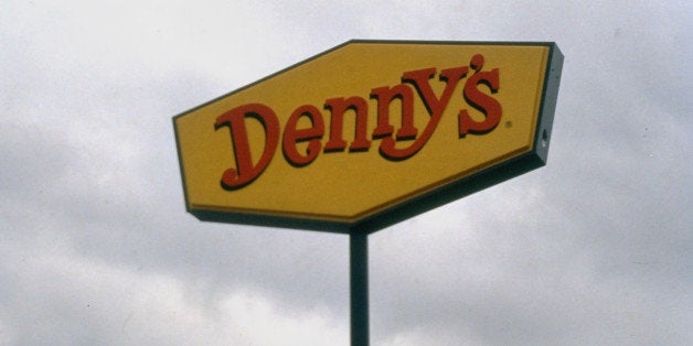 Denny's restaurant sign, re 1993 class-action suit against chain's W. Coast outlets for discriminatory practices against blac