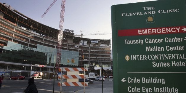 CLEVELAND - DECEMBER 19: A crane stands outside of the Cleveland Clinic where Italy's former prime minister Silvio Berlusconi was fitted with a pace-maker, December 19, 2006 in Cleveland, Ohio. The 70-year-old former prime minister, who suffered a heart scare during a rally last month, is due to return to Italy at the weekend. (Photo by J.D. Pooley/Getty Images)