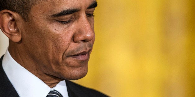 WASHINGTON, DC - OCTOBER 24: Barack Obama delivers remarks in the East Room calling on Congress to pass commonsense immigration reform at the White House on October 24, 2013 in Washington, DC. (Photo by Leigh Vogel/WireImage)